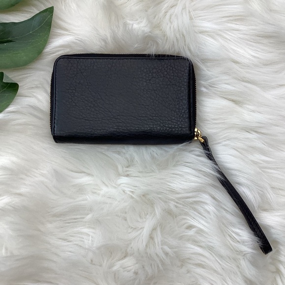 Marc Jacobs Q Wingman Wallet Black Pebble Leather Wristlet - Picture 7 of 10